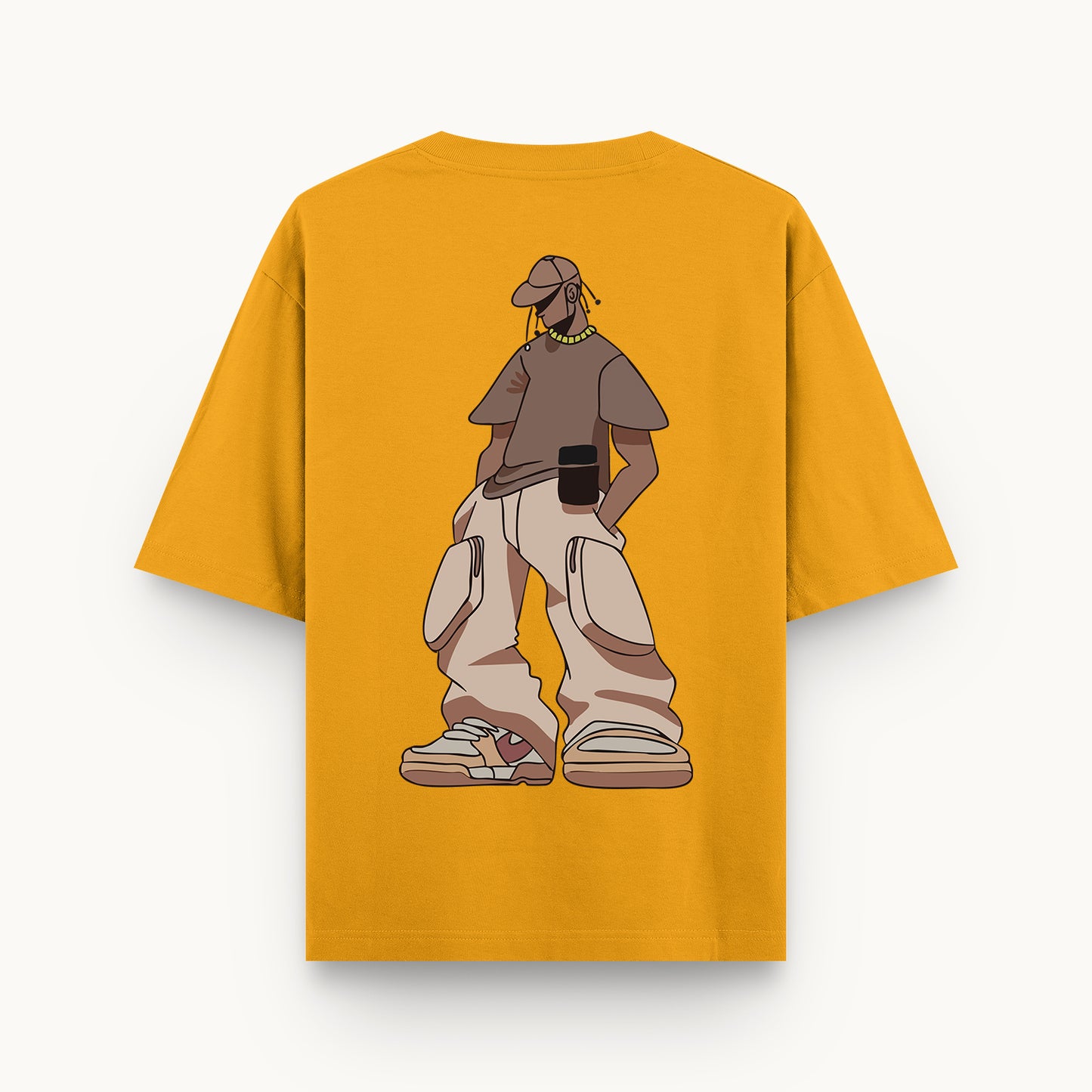 240 GSM yellow Tshirt with travis scott design in back