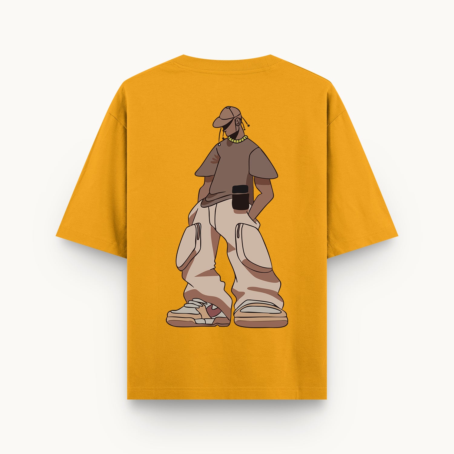 240 GSM yellow Tshirt with travis scott design in back
