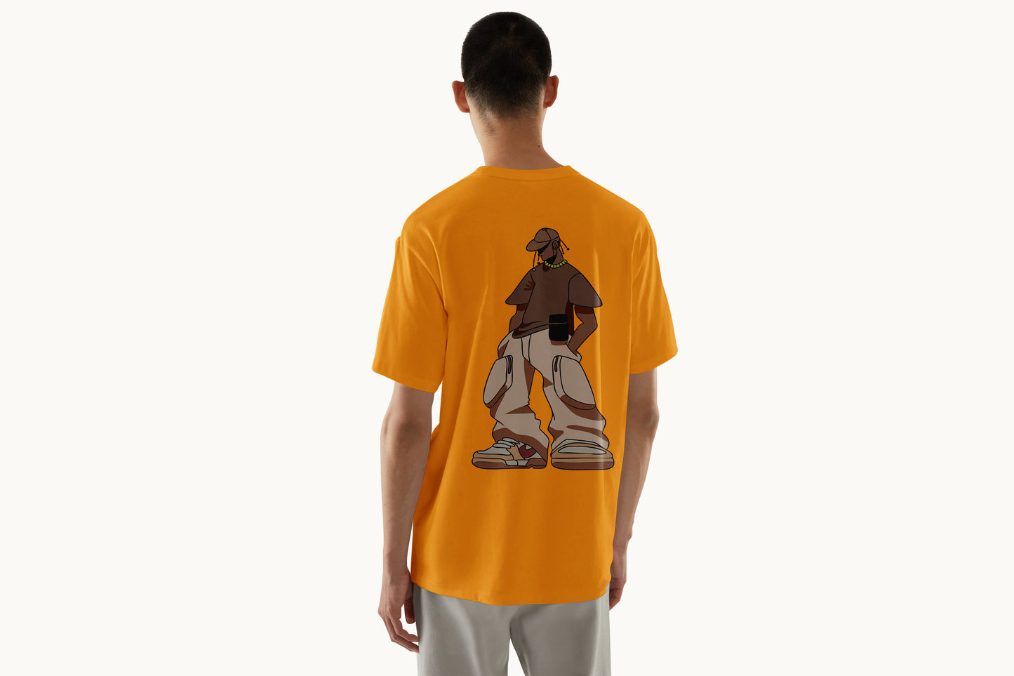 240 GSM yellow Tshirt with travis scott design in back