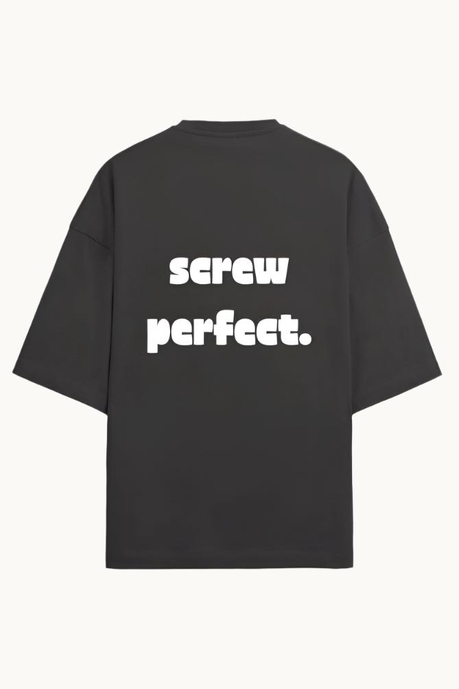 Back view of the Screw Perfect Baggy Tee, illustrating the relaxed fit and comfortable design.-SKULLMASK