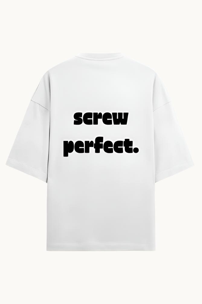 Back view of the Screw Perfect Baggy Tee, illustrating the relaxed fit and comfortable design.-SKULLMASK