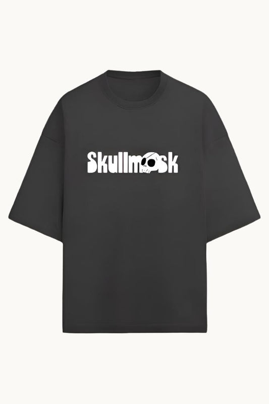 Secret Ingredient Baggy Tee in black, showcasing a stylish puff white vinyl print on a relaxed-fit design.-SKULLMASK