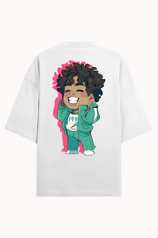 Squid Game 199 Oversized T-Shirt featuring premium French Terry Cotton and bold character design, perfect for casual wear and streetwear enthusiasts